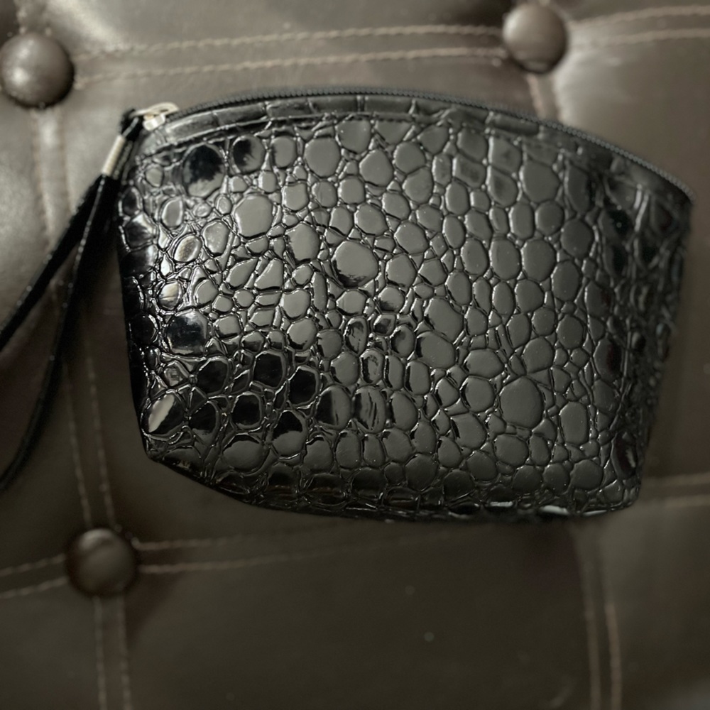 Textured Black Makeup bag or wristlet, perfect for cellphone and/or Lipstick